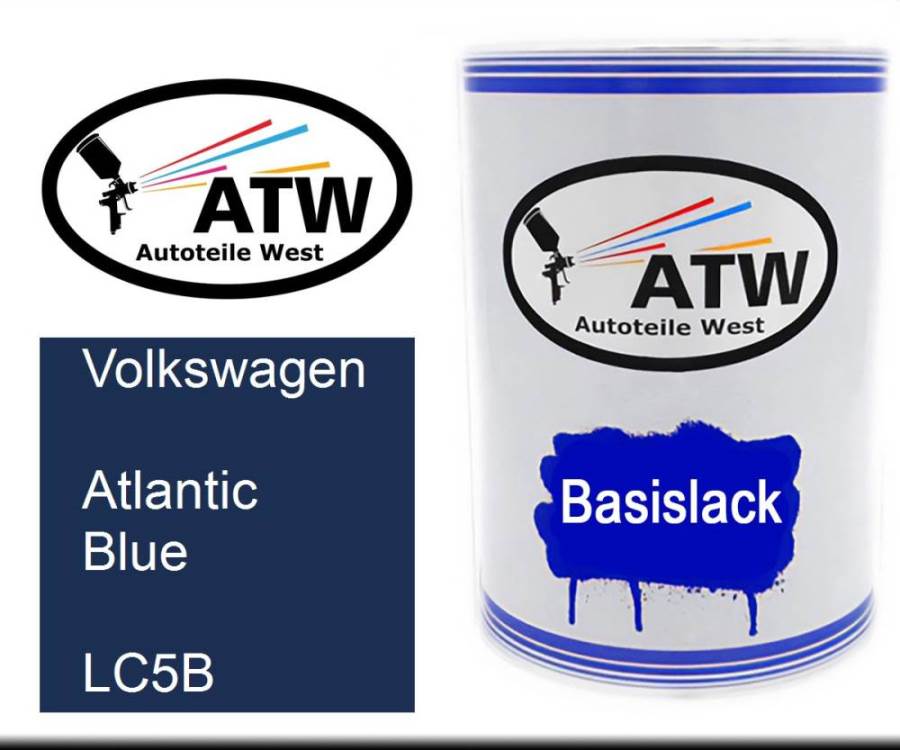 Volkswagen, Atlantic Blue, LC5B: 500ml Lackdose, von ATW Autoteile West.